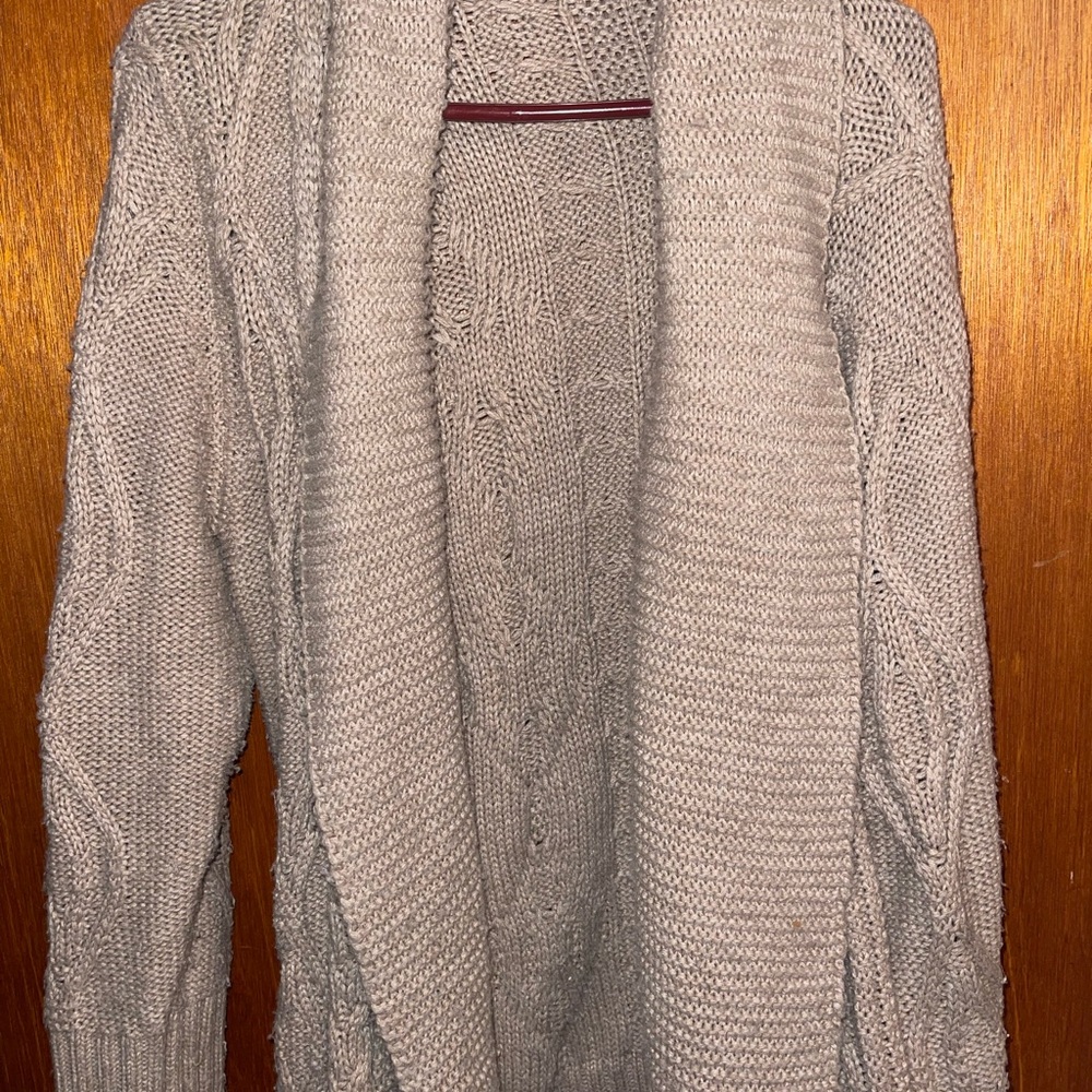 tan cardigan